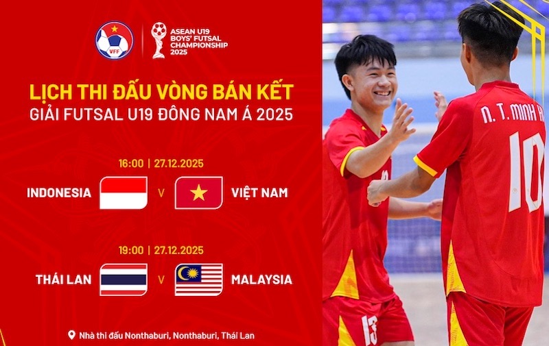 Schedule of the 2025 U19 Southeast Asian Futsal Semi-Final. Photo: VFF