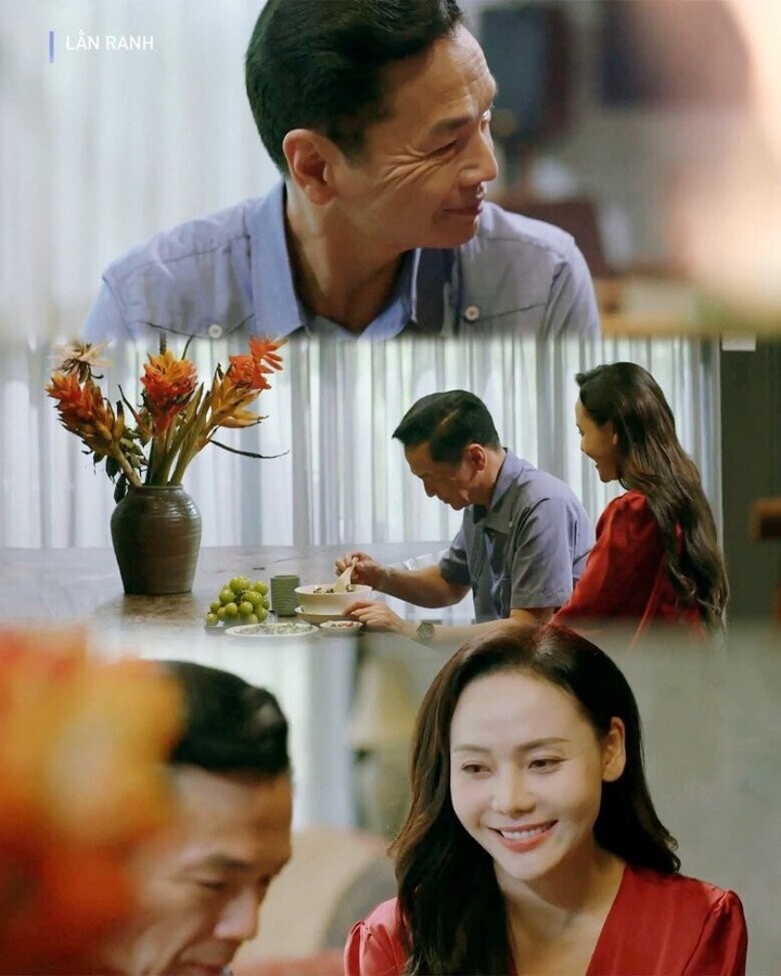 Canh than mat giua NSND Trung Anh va Huyen Trang trong phim. Anh: Cat tu video.