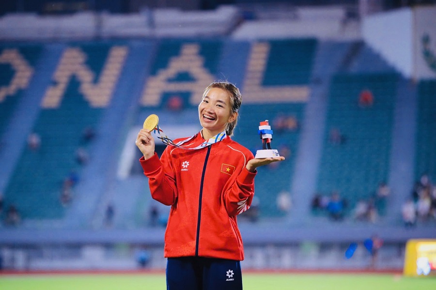 Nguyen Thi Oanh is a representative of the sports sector participating in the National Patriotic Emulation Games. Photo: Minh Dan
