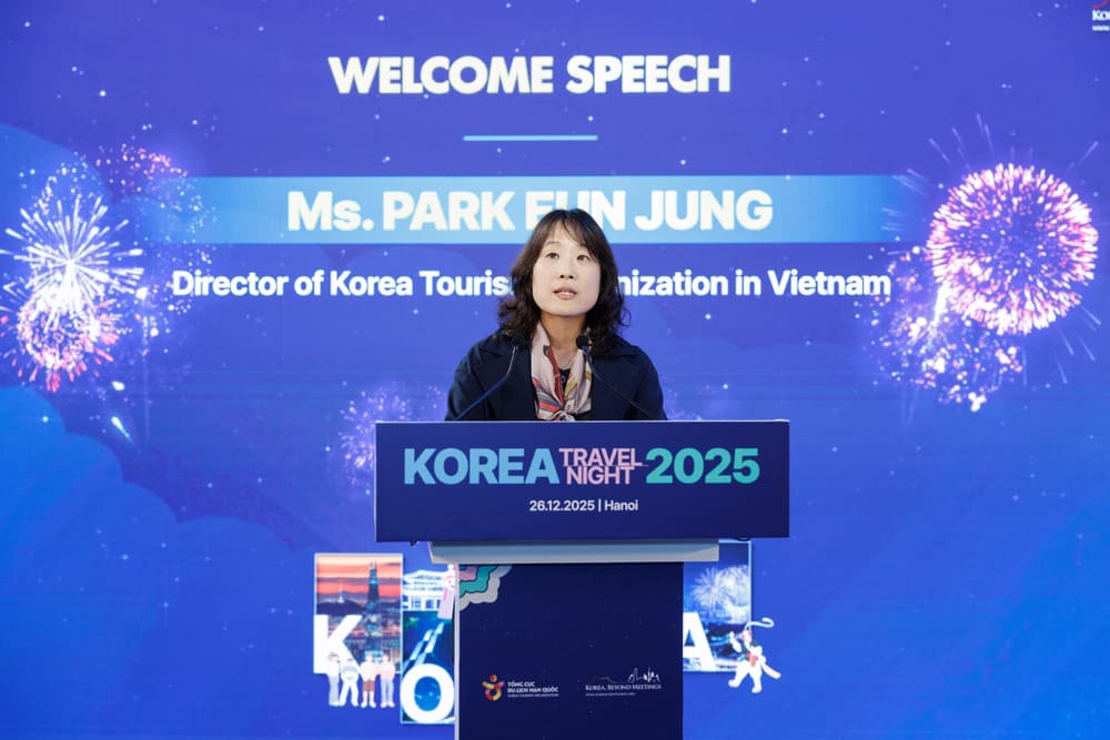 Ba Park Eun Jung – Truong dai dien KTO tai Viet Nam phat bieu tai su kien. Anh: Ban to chuc