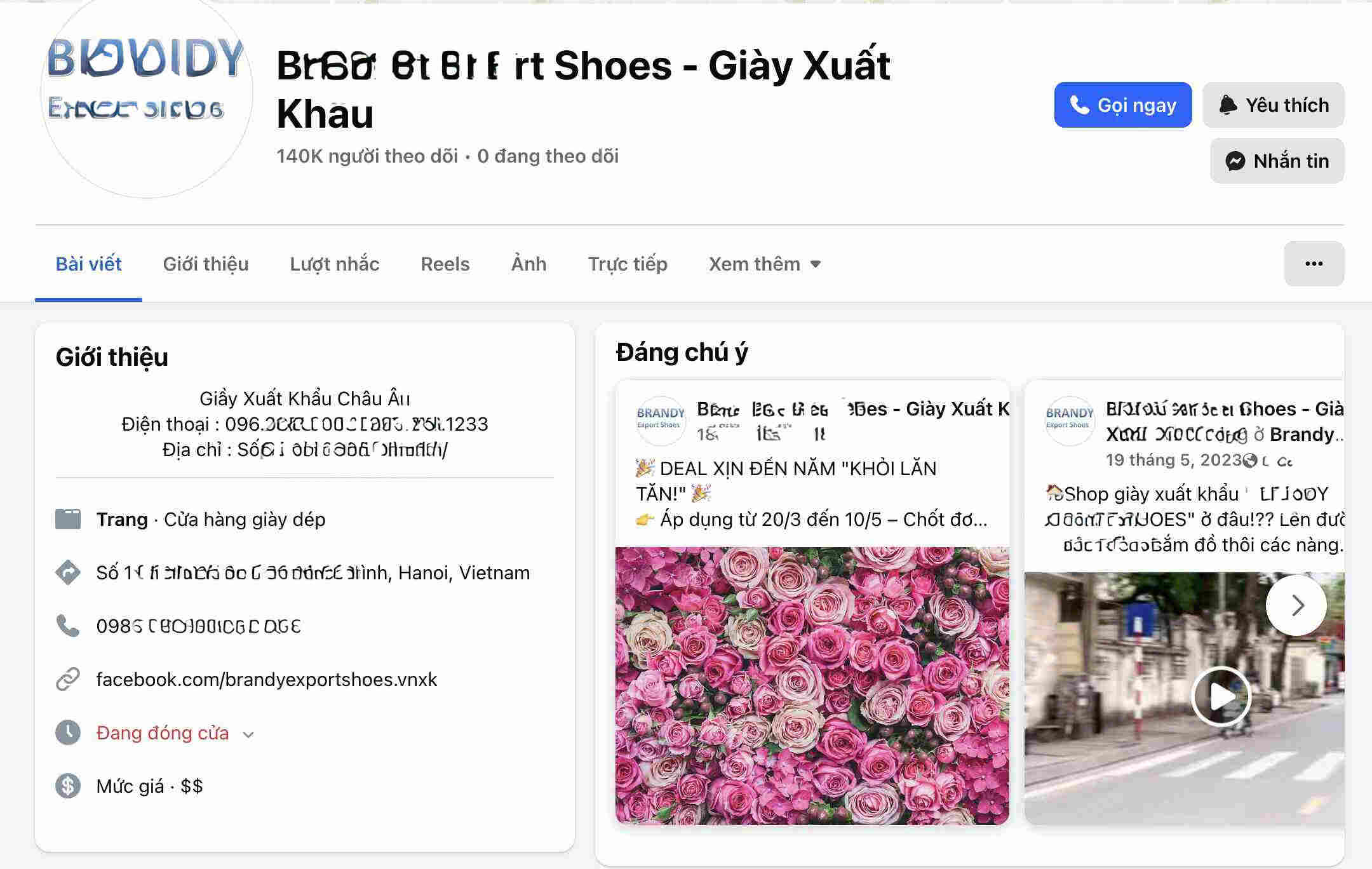 BE Shoes lien tuc quang cao ban cac san pham thoi trang co dau hieu xam pham quyen so huu tri tue tren fanpage. 