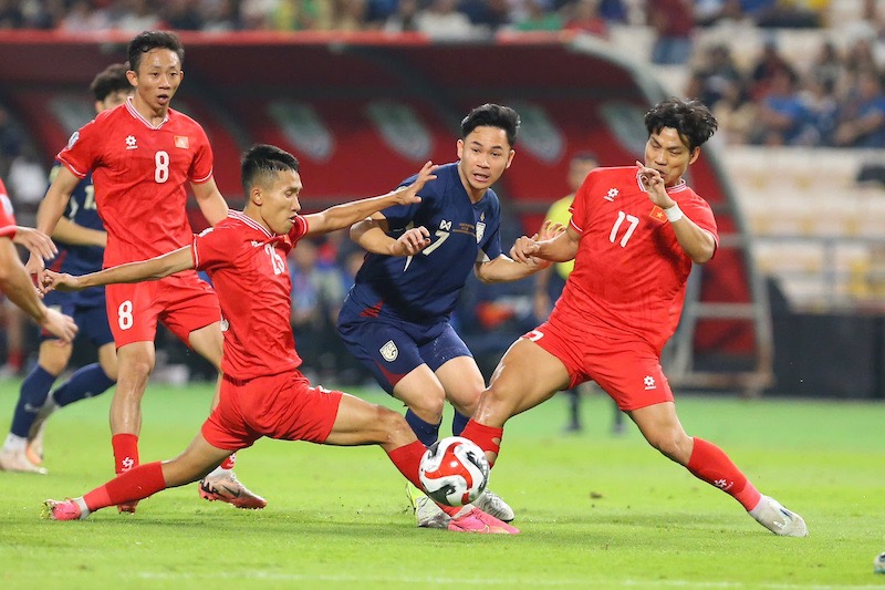 Doi tuyen Thai Lan thua Viet Nam o chung ket ASEAN Cup 2024 hoi dau nam. Anh: Thanh Vu