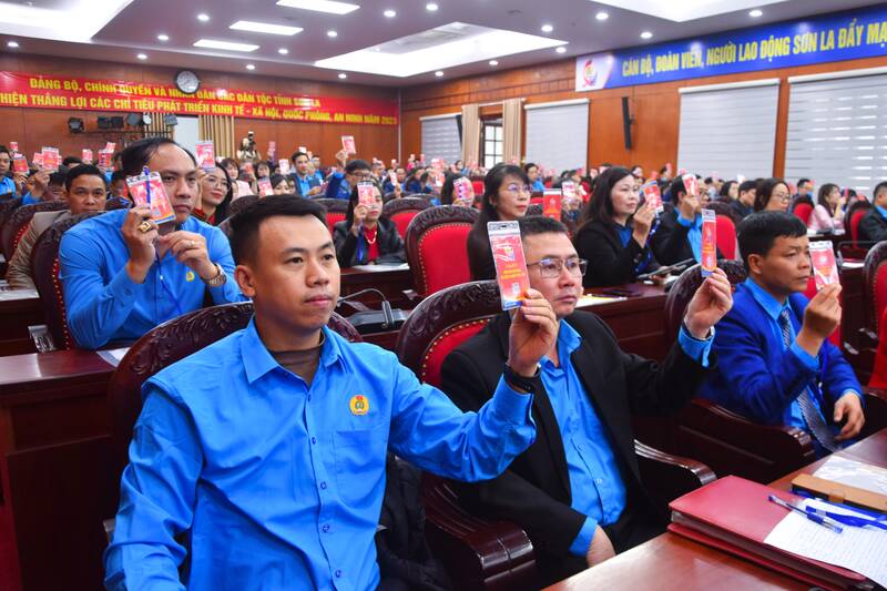 Cac dai bieu bieu quyet thong qua chuong trinh Dai hoi. Anh: Truong Son