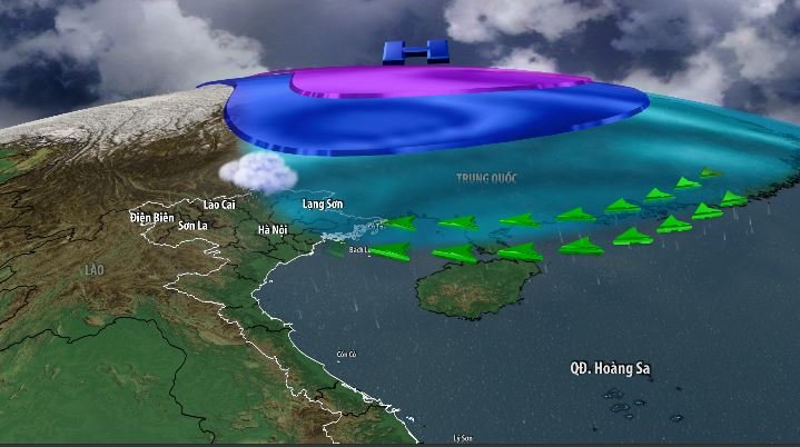 Du bao mien Bac co the don khong khi lanh vao dip Tet Duong lich. Anh: Du bao thoi tiet VTV