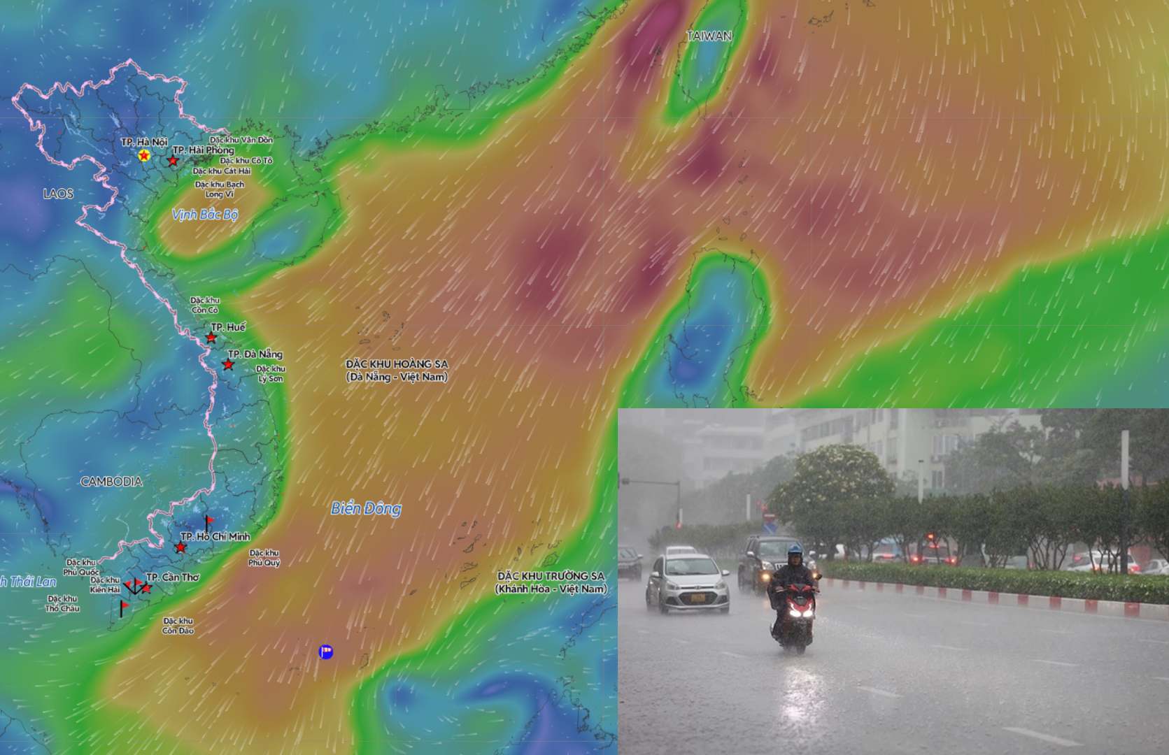 Forecast for the first 3 months of the year, there is little chance of storms appearing in the East Sea, the notable shape is cold air. Photo compiled: An An/Source: Vietnam Disaster Monitoring System
