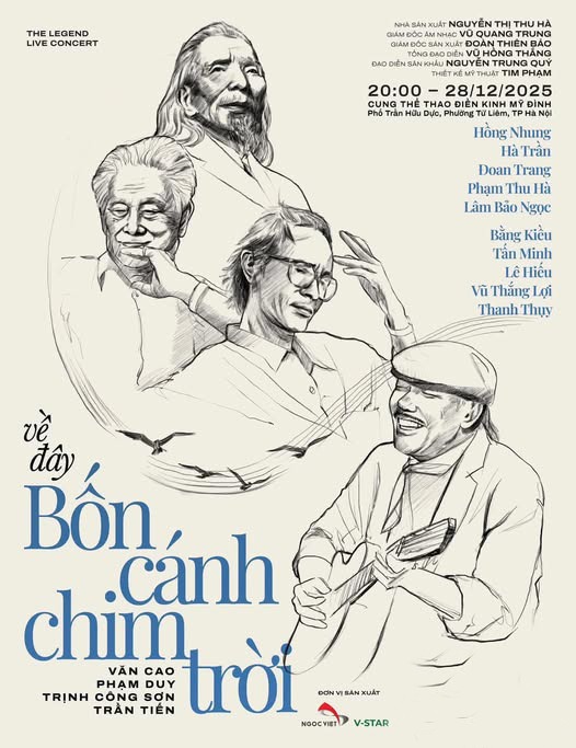 Poster “Ve day bon canh chim troi“. Anh Ngoc Viet Show