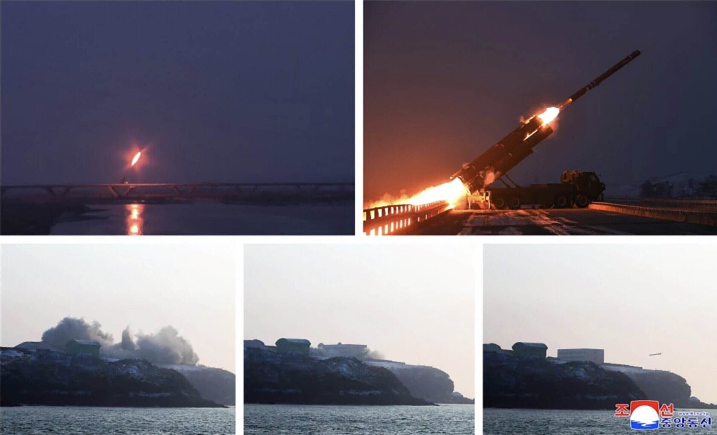 Ten lua hanh trinh Trieu Tien khai hoa va tap kich muc tieu trong cuoc dien tap ngay 28.12. Anh: KCNA 