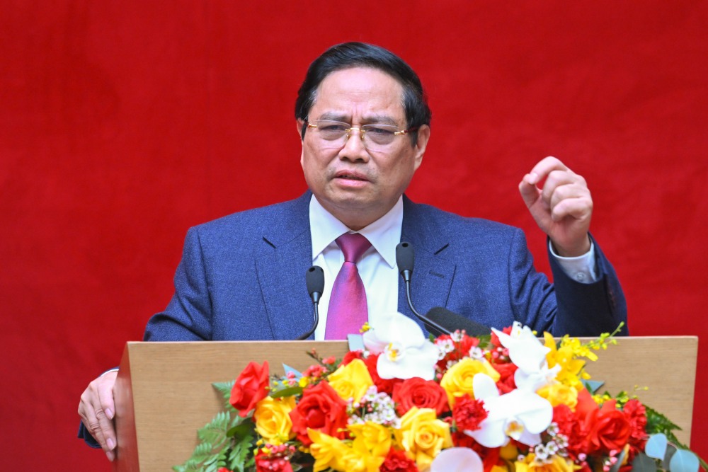 Politburo member, Prime Minister Pham Minh Chinh chaired a conference on ensuring security and order to serve socio-economic development in the Mekong Delta region. Photo: Nhat Bac