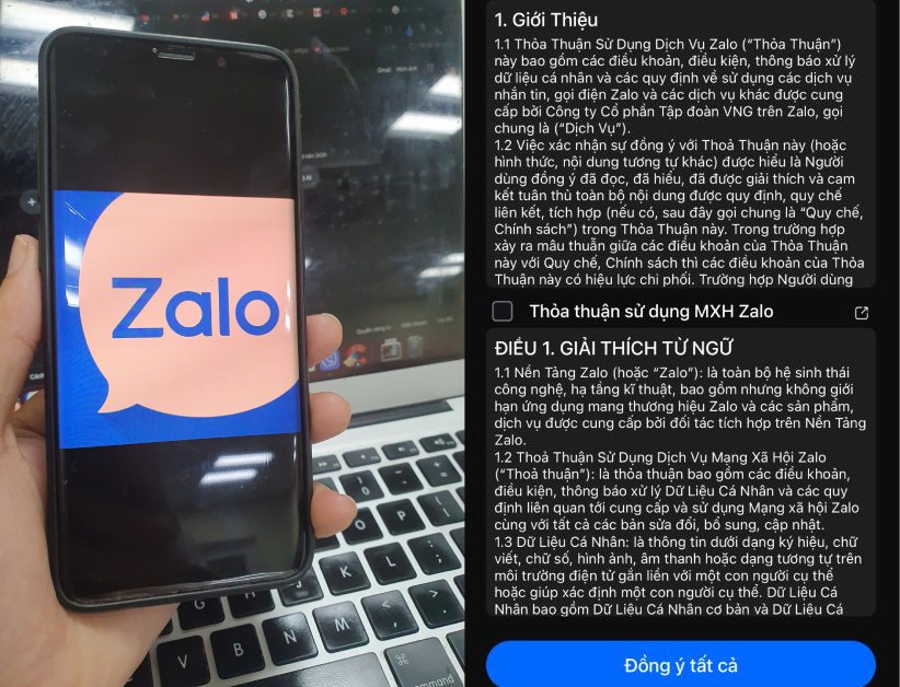 Social network Zalo is updating terms and collecting user personal data. Photo: Pham Dong