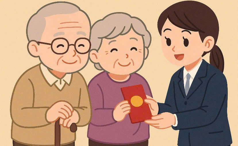 Muchos beneficiarios de la proteccion social, que estan disfrutando de pensiones, reciben 400.000 VND en regalos de Tet Nguyen Dan. Grafico: Huong Giang