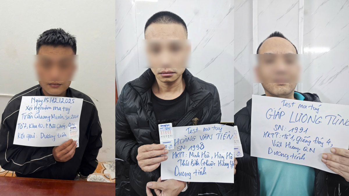 Ngày 23.12, Cơ quan Cảnh sát điều tra Công an tỉnh Quảng Ninh đã ra quyết định khởi tố vụ án, khởi tố bị can đối với 3 đối tượng về hành vi “Tổ chức sử dụng trái phép chất ma tuý”, “Mua bán trái phép chất ma tuý”. Ảnh: Công an Quảng Ninh