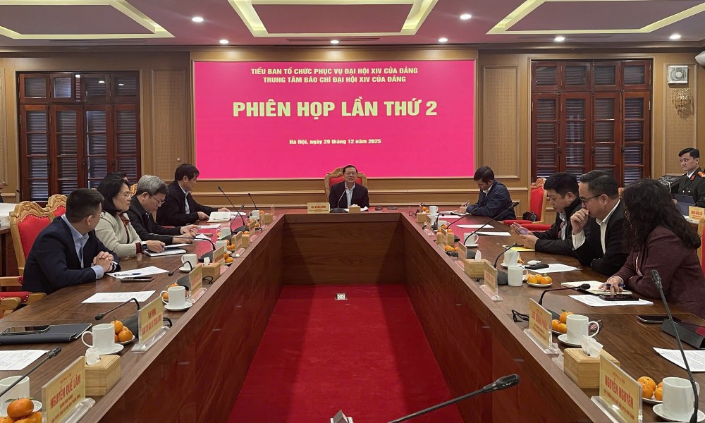 The 2nd session of the Press Center of the 14th Party Congress. Photo: Pham Dong