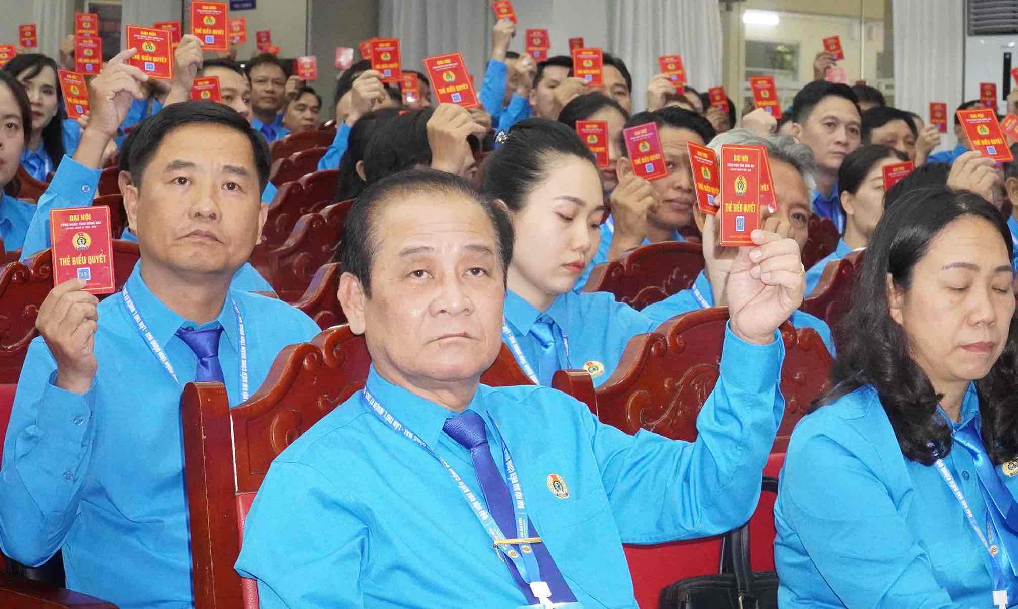 Cac dai bieu tien hanh bieu quyet thong qua chuong trinh Dai hoi ngay 29.12. Anh: HAC