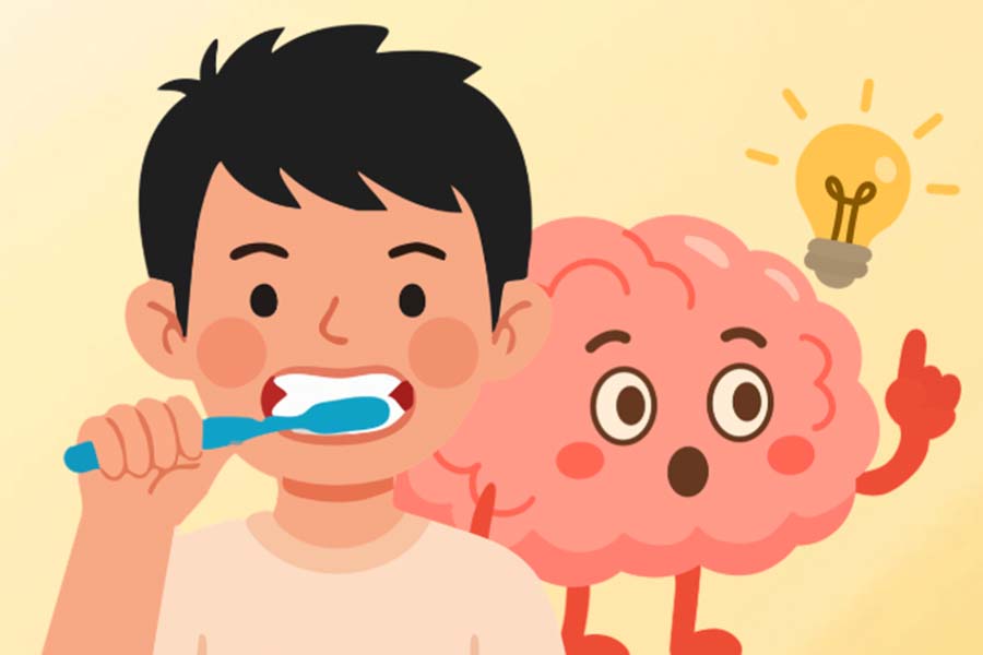 Tips for brushing teeth to help train the brain