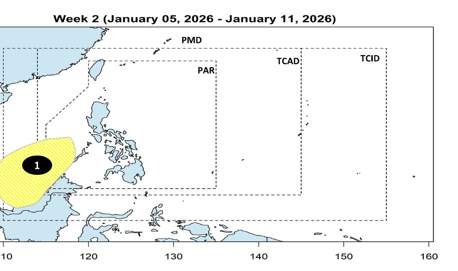 A new low pressure area is expected to appear near the East Sea in the week from January 5-11, 2026. Photo: PAGASA