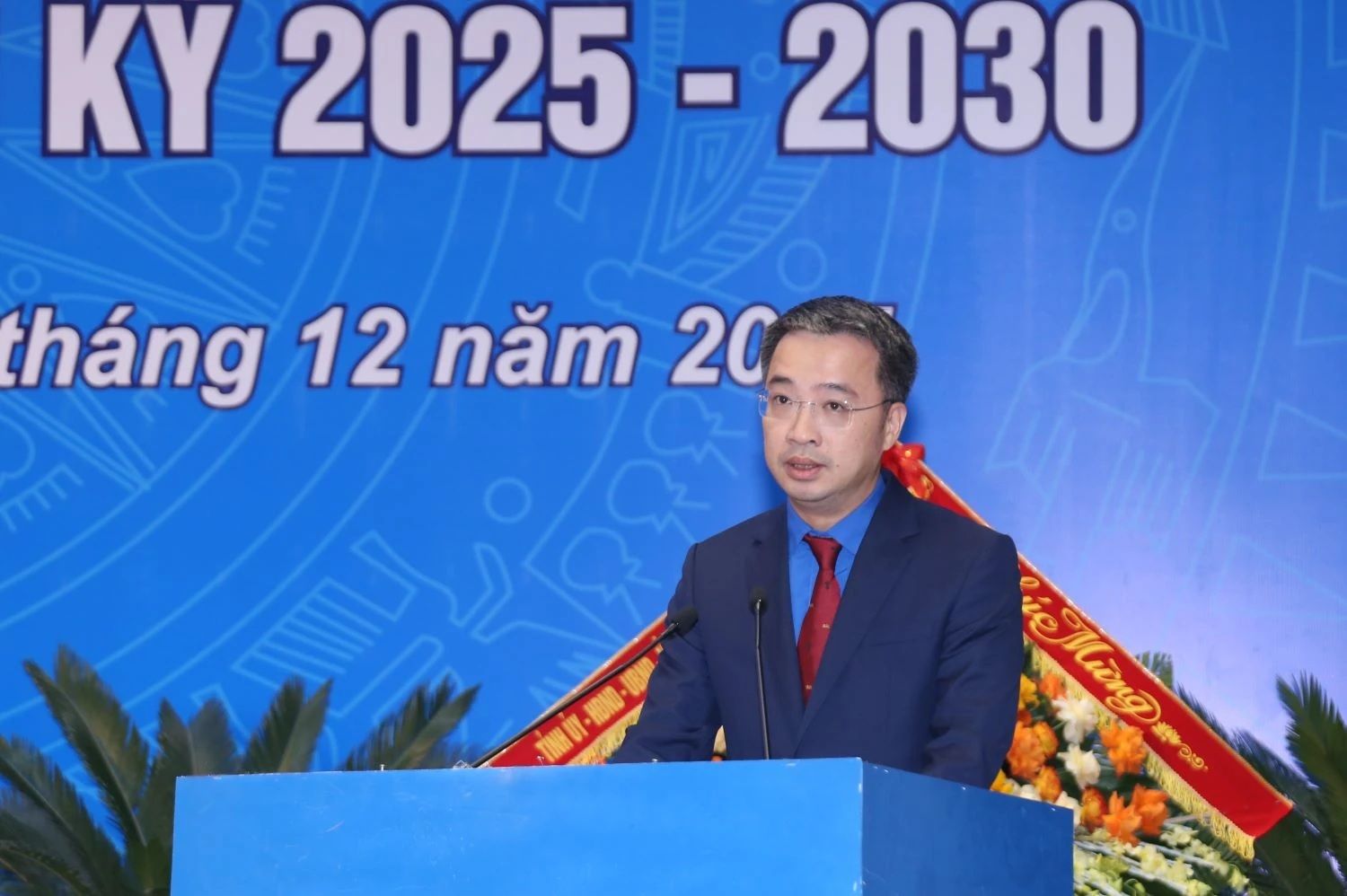 Bi thu Ban Chap hanh Trung uong Doan, Chu tich Hoi Lien hiep thanh nien Viet Nam Nguyen Tuong Lam phat bieu chi dao dai hoi. Anh: Phong Sac