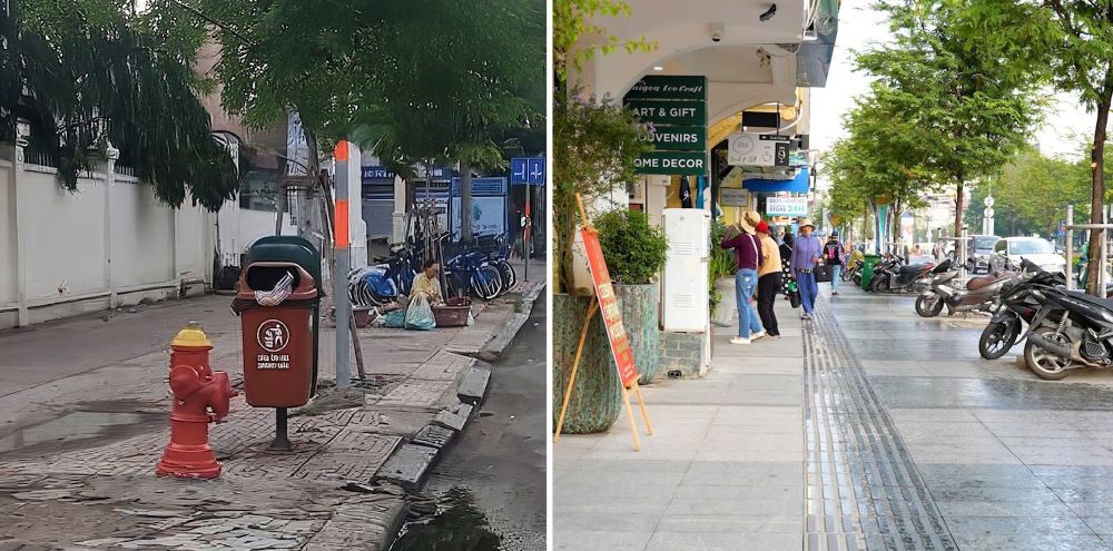  Via he duoc lat da granite bang phang, sach dep tao thuan loi cho nguoi di bo. Ảnh: Thai Bao