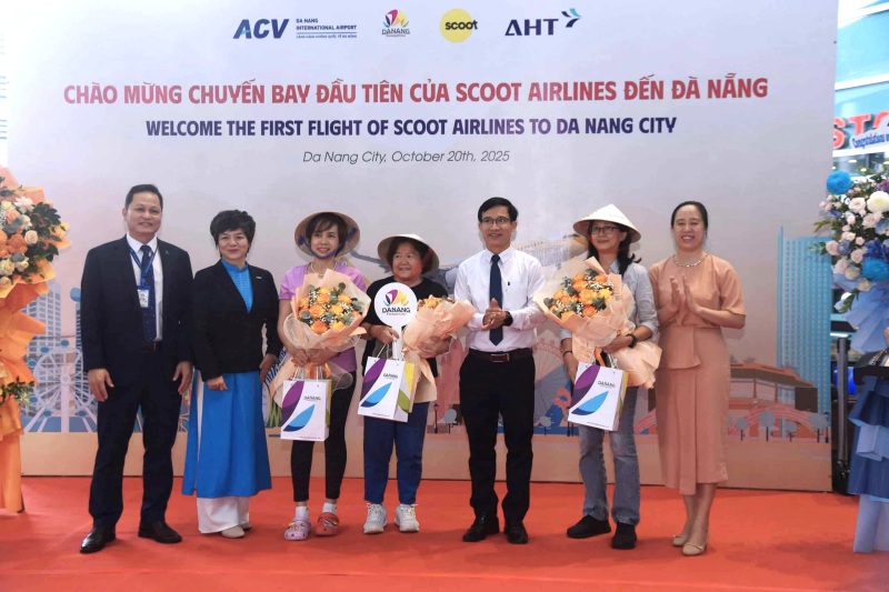 Da Nang don chuyen bay dau tien cua Scoot Airlines tu Singapore vfao thang 10.2025. Anh: Tran Thi