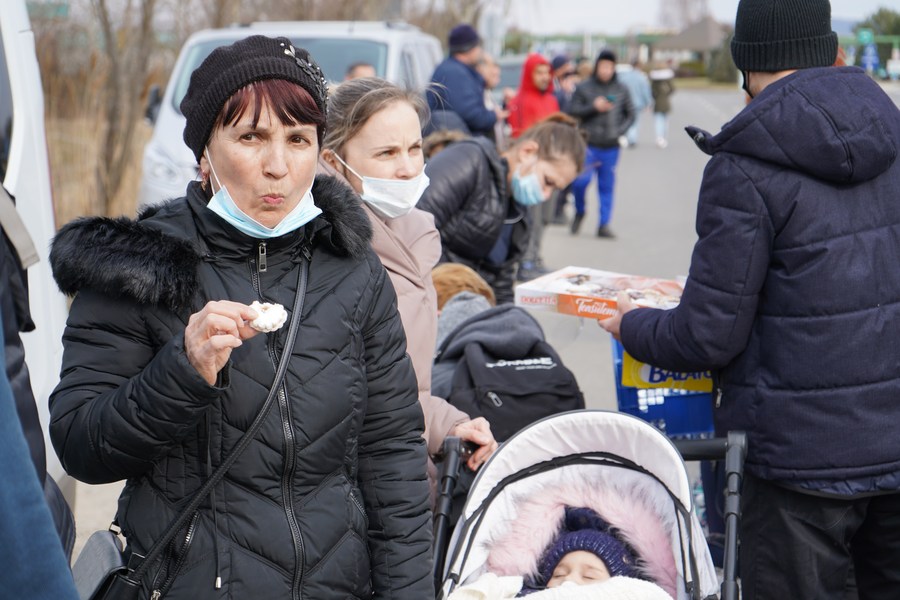 Ukrainian refugees in Beregsurany (Hungary), February 2022. Photo: Xinhua