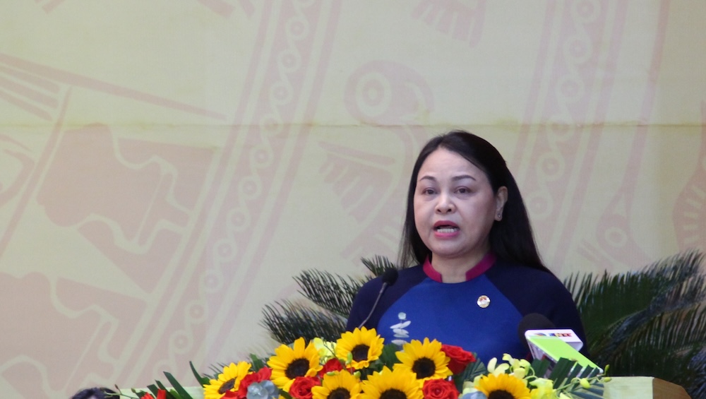 Mme Nguyễn Thị Thu Hà - Membre du Comité central du Parti vice-présidente - Secrétaire générale du Comité central du Front de la patrie du Vietnam à l'Assemblée générale du Front de la patrie (MTTQ) du Vietnam ville de Đà Nẵng pour la première fois. Photo : Mỹ Linh