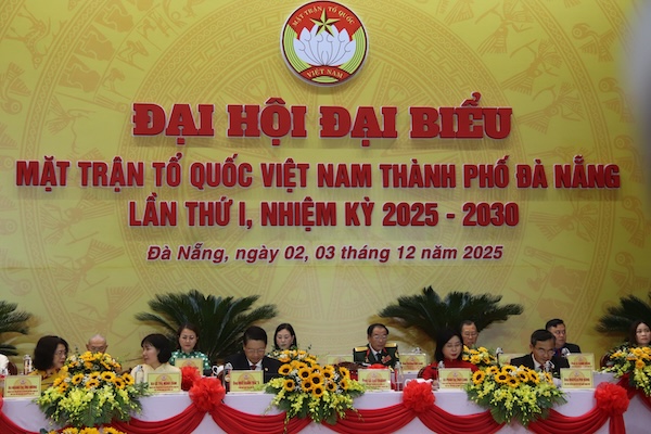Dai hoi dai bieu Mat tran To quoc (MTTQ) Viet Nam TP. Da Nang lan thu nhat, nhiem ky 2025-2030 da chinh thuc khai mac. Anh: Nguyen Linh