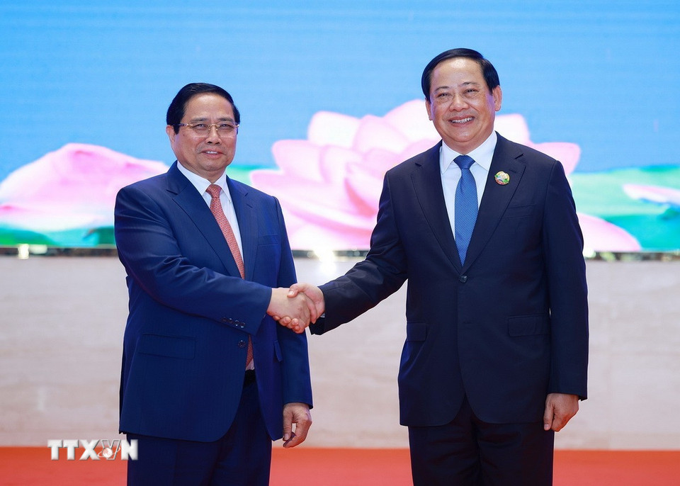 Politburo member, Prime Minister Pham Minh Chinh and Lao Prime Minister Sonexay Siphandone. Photo: VNA