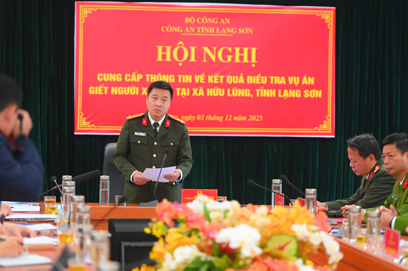 Lãnh đạo Công an tỉnh Lạng Sơn thông tin về vụ án. Ảnh: Khánh Linh