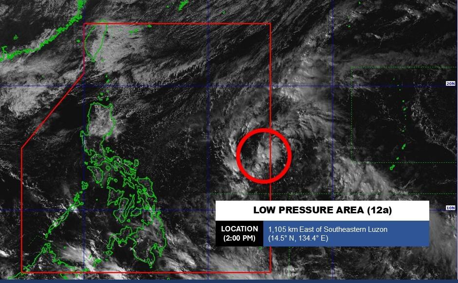 Low pressure 12a may become storm No. 16 when it enters the East Sea. Photo: PAGASA