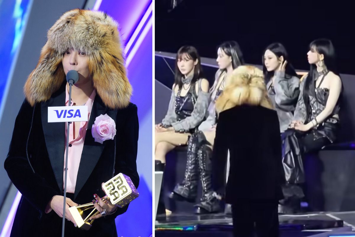 G-Dragon and aespa at the 2025 MAMA awards ceremony. Photo: cut from video