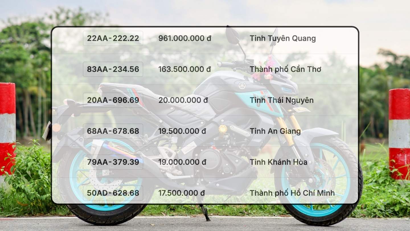 Danh sach ket qua trung dau gia bien so xe may trong ngay 3.12 duoc cap nhat tren trang dau gia truc tuyen. Do hoa: Hao Thien