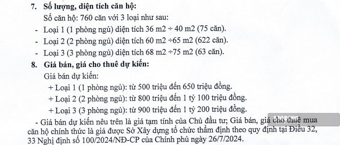 Gia ban du kien. Anh: Dinh Dai