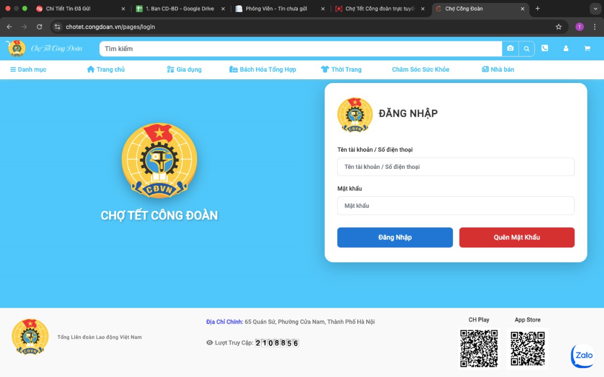Website interface of the "Trade Union Tet Market - Spring 2026" program online. Photo: Que Chi