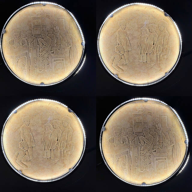 Tac pham “Vu dieu Khue Cac”, tac pham sap dat gom cac hinh tron gom ket hop den LED, lien ket thanh do hinh sao Khue. Anh: Ngoc Mai 