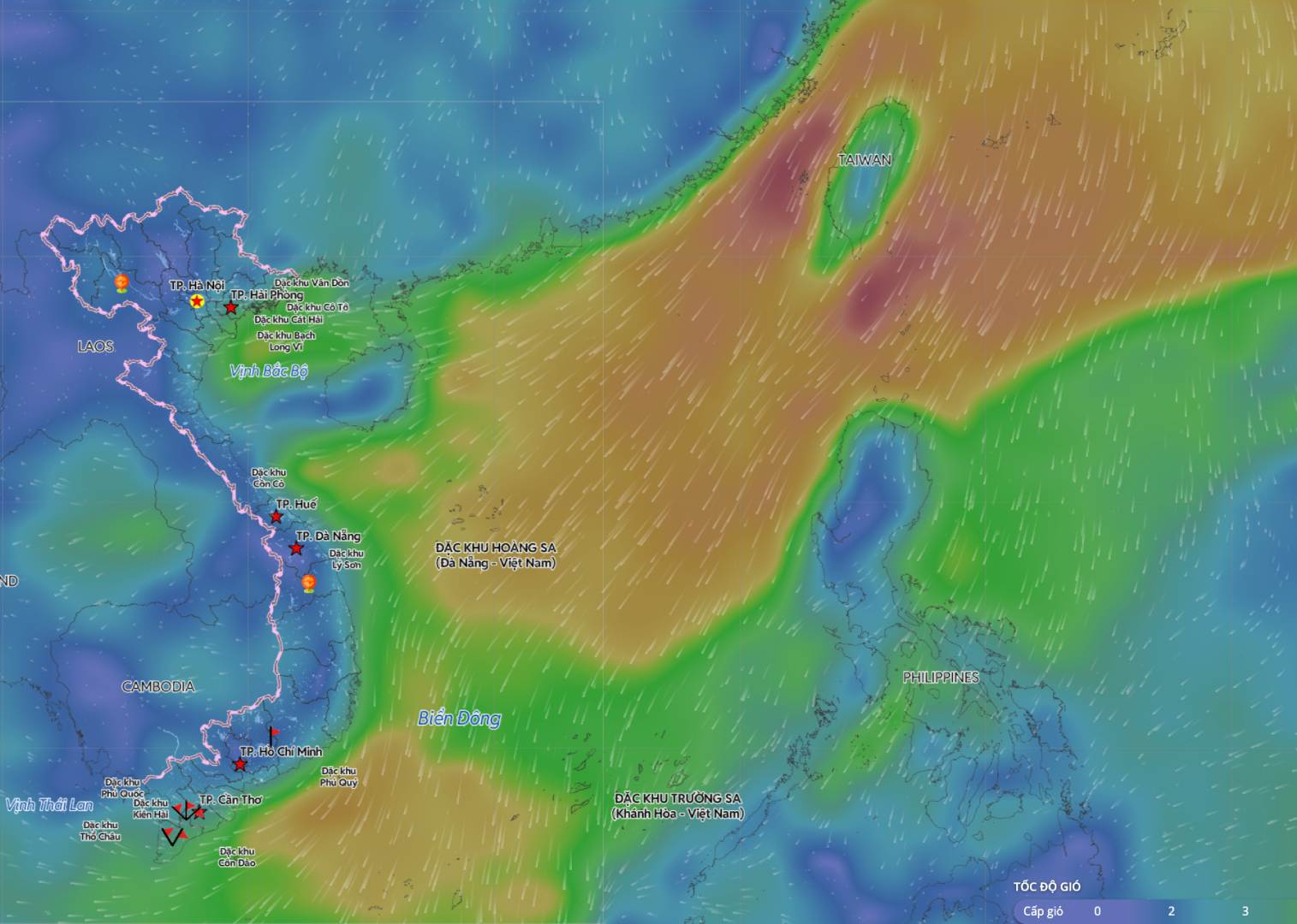 한랭 전선이 일부 해역에서 불리한 날씨를 일으킬 것입니다. 사진: 베트남 재해 감시 시스템