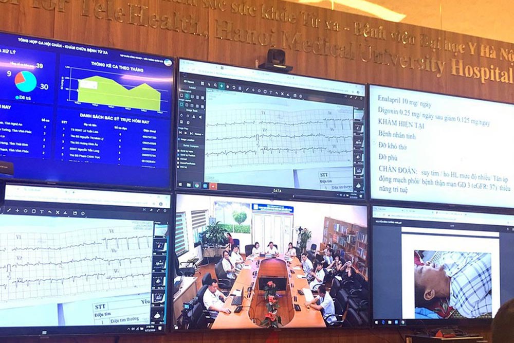 A remote medical examination and treatment session of Hanoi Medical University Hospital. Photo: Thuy Ha