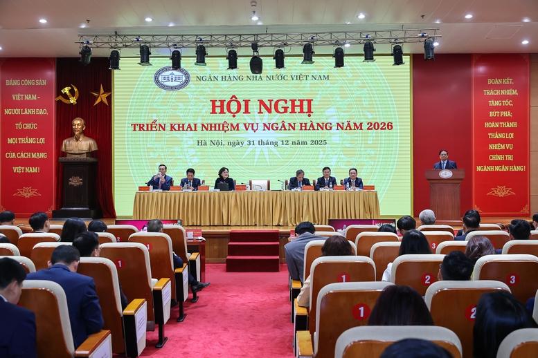 Thu tuong co ban dong y voi nhiem vu, giai phap trong tam nam 2026 cua nganh ngan hang nhu trong bao cao cua NHNN va y kien cua cac dai bieu; dong thoi nhan manh 8 noi dung trong tam - Anh: VGP/Nhat Bac