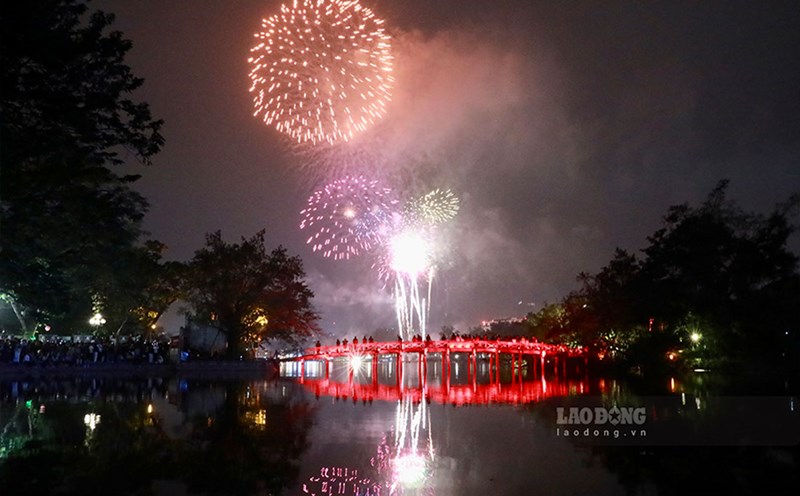 Fireworks display at a special art program to celebrate the success of ...