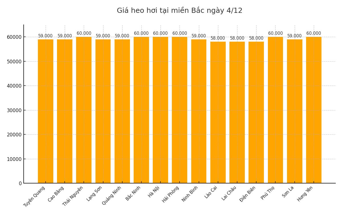 Gia heo hoi hom nay 4.12 tai khu vuc mien Bac. Do hoa: Thuy Linh