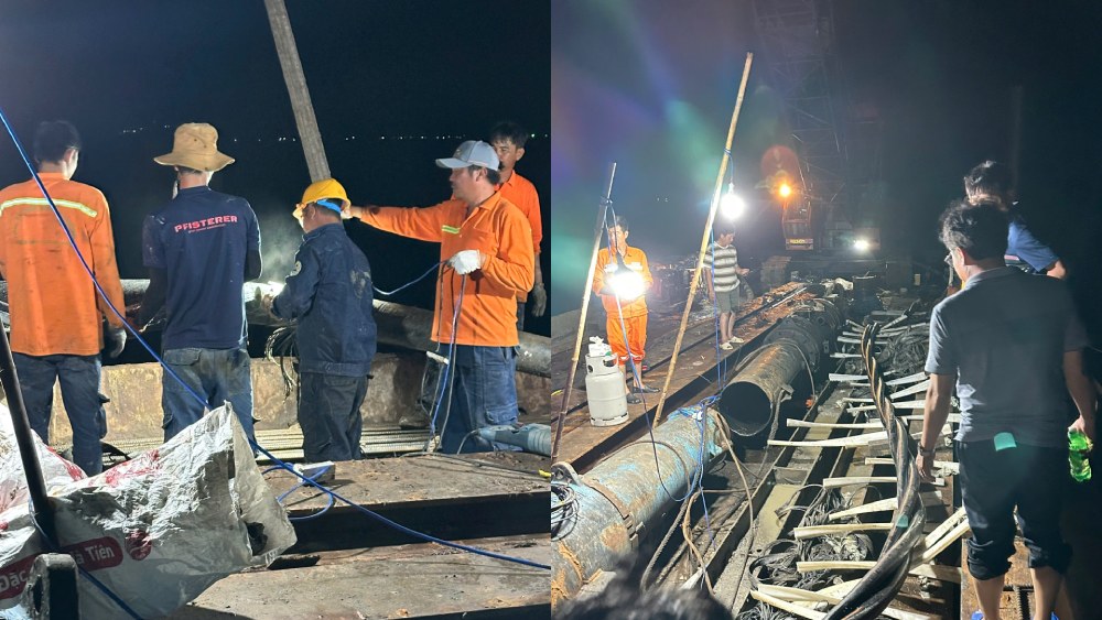 フーコック地下ケーブル事故の緊急復旧。写真:電力供給