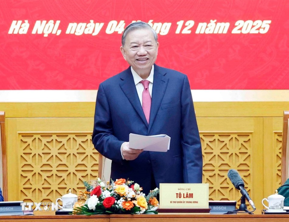 Tong Bi thu To Lam - Bi thu Quan uy Trung uong - phat bieu ket luan Hoi nghi. Anh: TTXVN