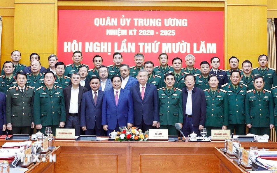 Tong Bi thu To Lam va cac lanh dao Dang, Nha nuoc cung cac dai bieu tai Hoi nghi. Anh: TTXVN
