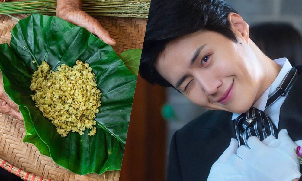 Kim Seon Ho bought green rice in Hanoi. Photo: Hai Nguyen/producer.