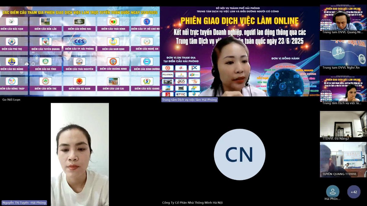 Nguoi lao dong duoc tu van, tuyen dung ngay tai phien giao dich truc tuyen. Ảnh: Nguyen Thanh