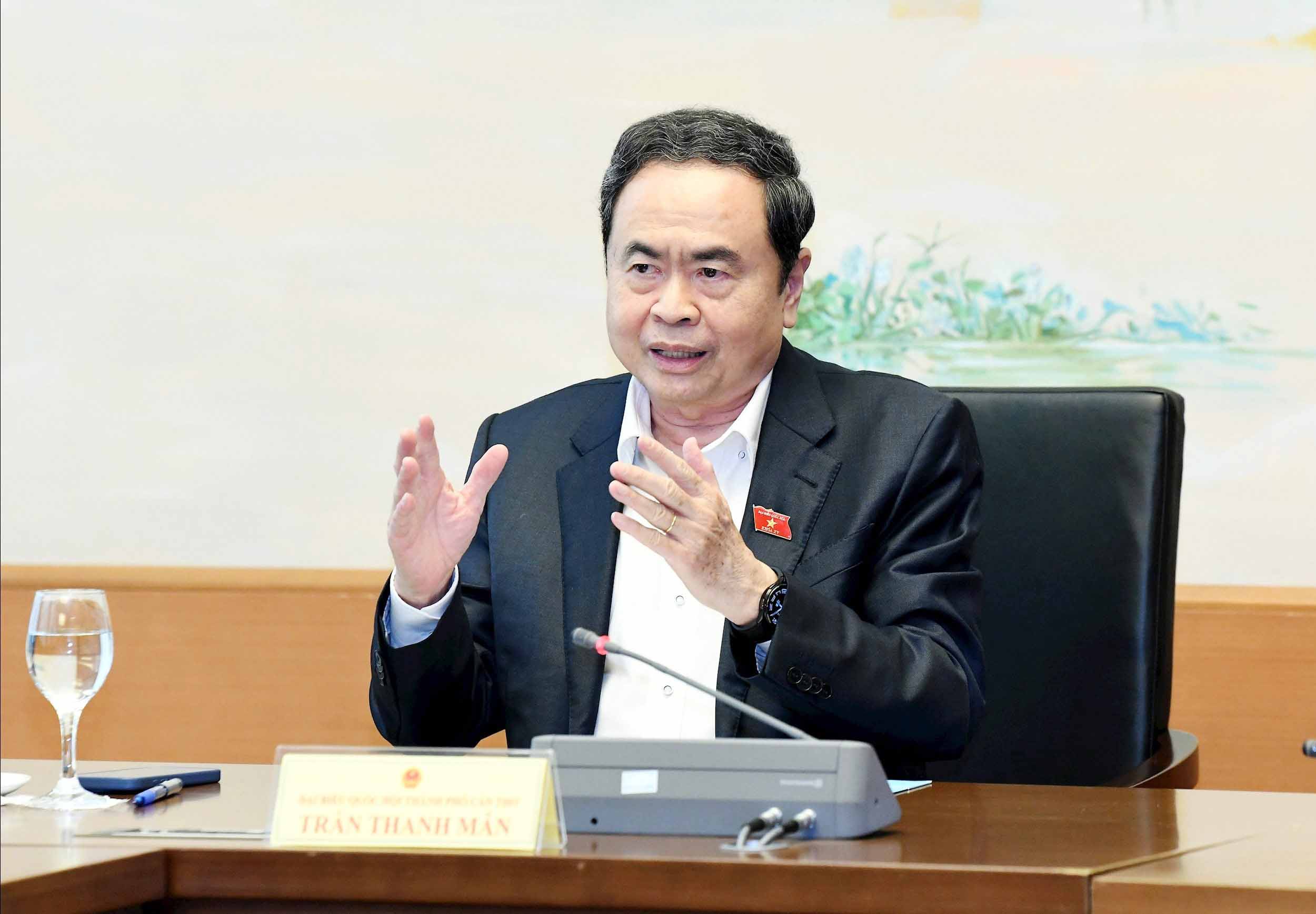 National Assembly Chairman Tran Thanh Man said that to have enough electricity, there must be development mechanisms and policies. Photo: Quochoi.vn.