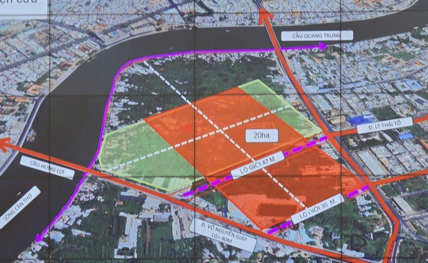 Can Tho시의 새로운 행정 중심지가 건설될 예정인 토지 구역. 사진: Can Tho시 건설부