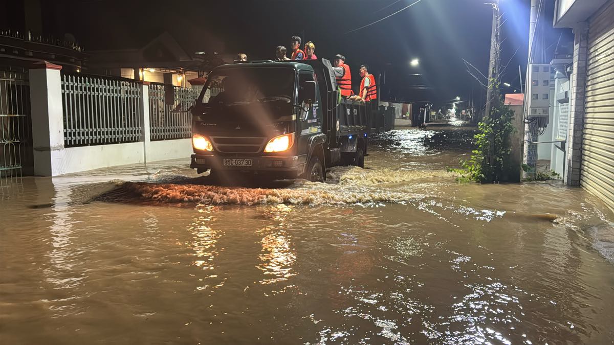 Dung xe tai gam cao di doi nguoi dan. Anh: Duy Tuan 
