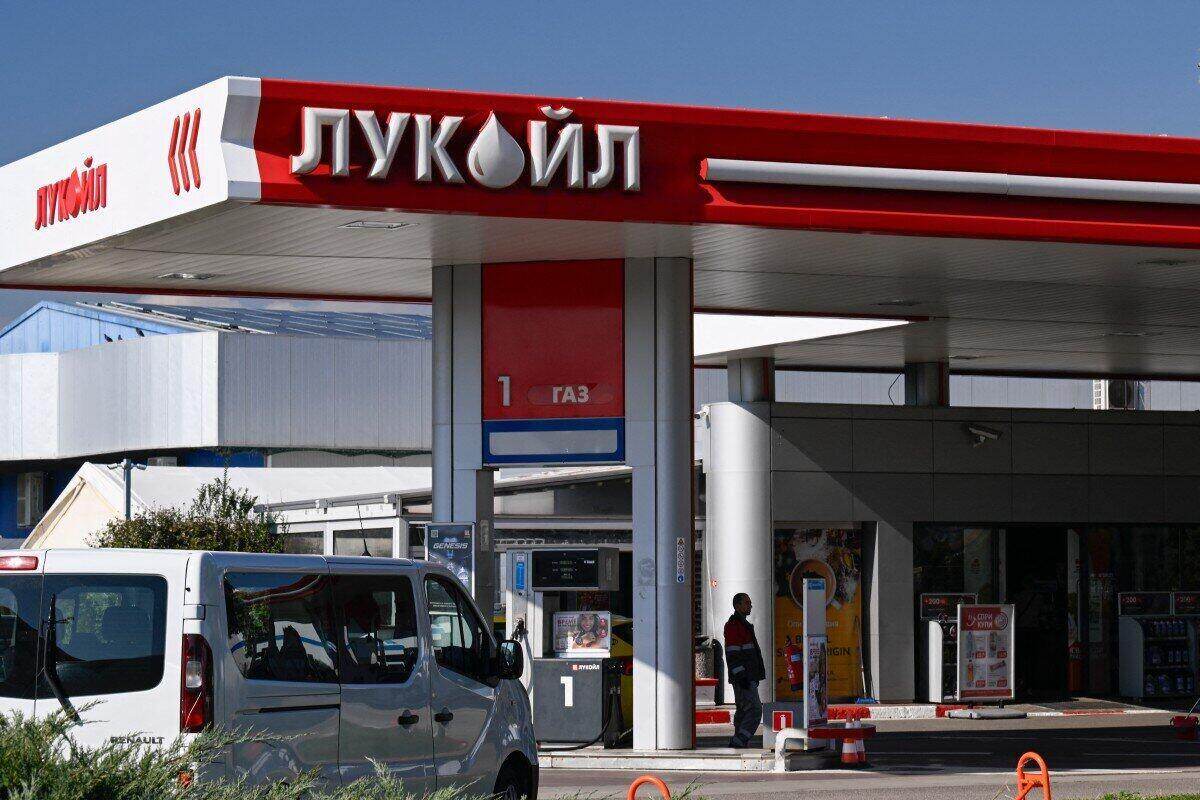 Russian oil giant Lukoil gas station in Sofia, Bulgaria. Photo: AFP