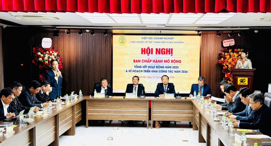 Conference to summarize 2025 and 2026 plan of Hanoi Supporting Industry Business Association. Photo: Thanh Hung