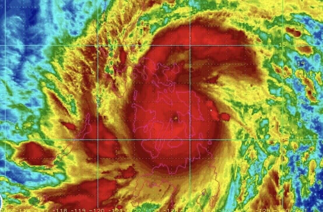Satellite image of super typhoon Haiyan hitting the Philippines in November 2013. Photo: US National Oceanic and Atmospheric Administration