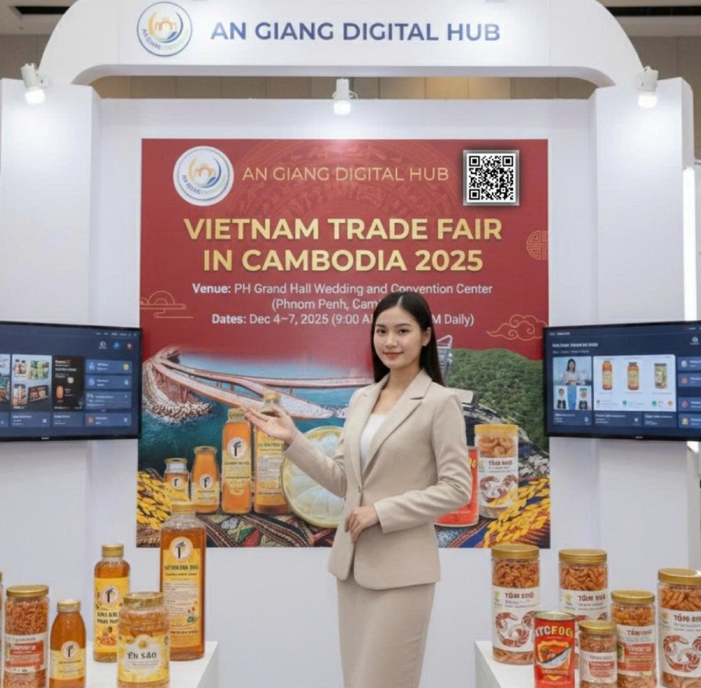 An Giang Province Digital Booth at Vietnam Trade Fair in Cambodia 2025. Photo: Thien Thanh